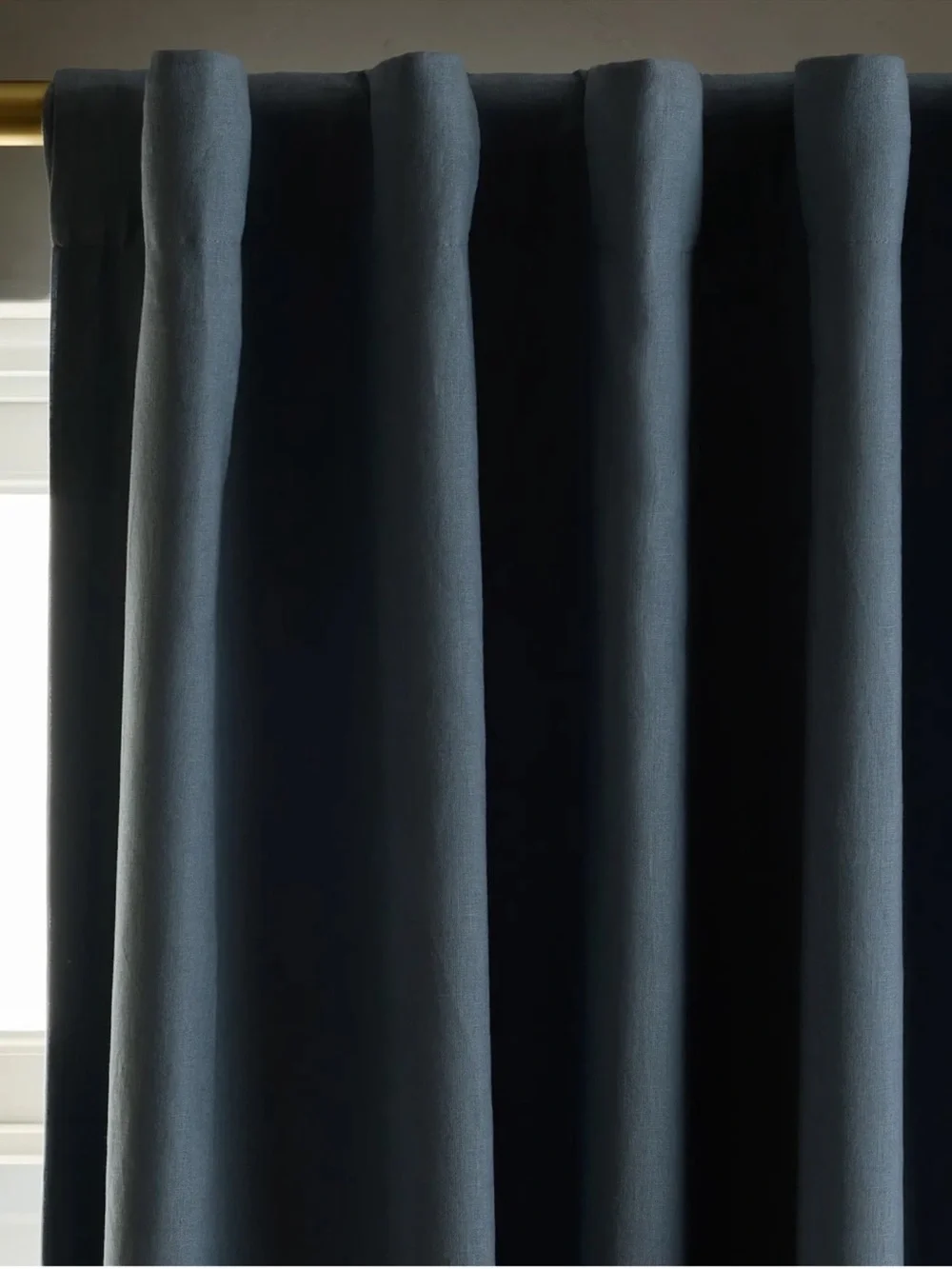 NWT QUINCE Set Of 2 48x96 European Linen True Blackout Curtains Chambray 9020